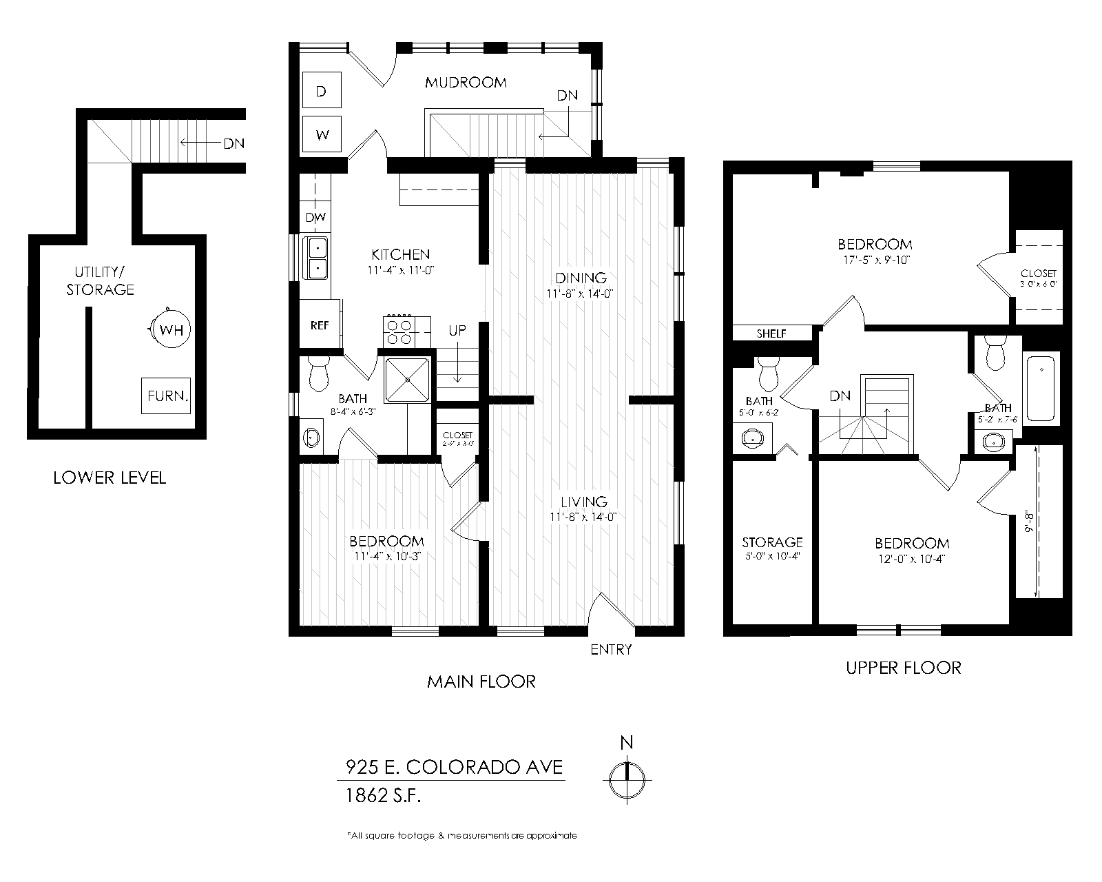Floor plan for 3 beds, 2.5 baths, 1862 sqft